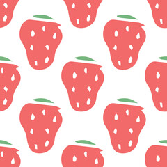 Seamless strawberry pattern. Doodle vector with strawberry icons. Vintage strawberry pattern