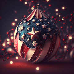 USA Christmas beautiful detailed ornament with red white and blue