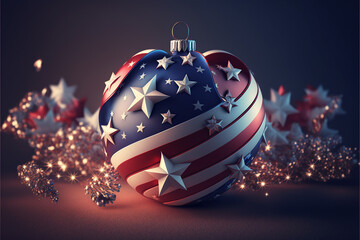USA Christmas beautiful detailed ornament with red white and blue