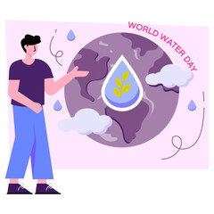Flat design illustration of world water day
