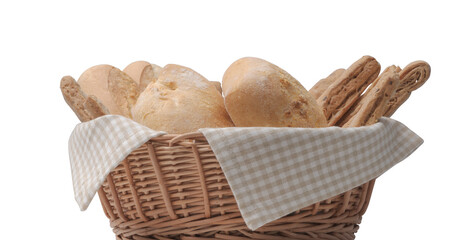 Delicious fresh bread in a basket