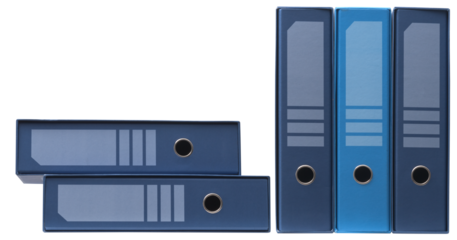 Set of ring binders on a shelf