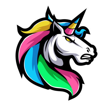 Animal Head - Unicorn illustration mascot logo vector