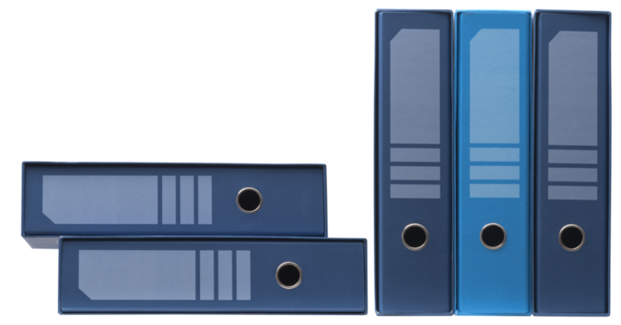 Set of ring binders on a shelf - Powered by Adobe