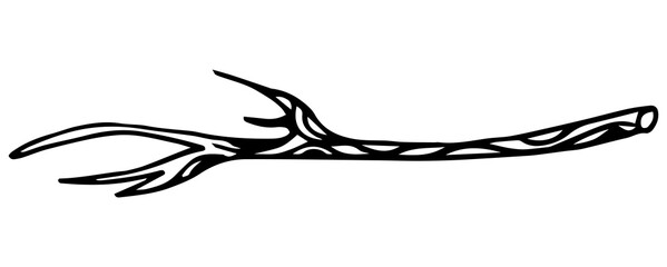 Dry tree branch. Boho icon of stick isolated on white background