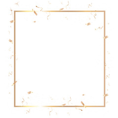 Gold square border transparent background for party, New Year, Christmas Eve countdown celebration events