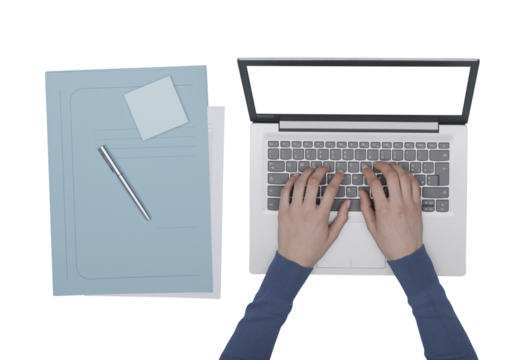 Monochrome workspace with laptop