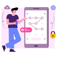 Editable design illustration of mobile pattern lock