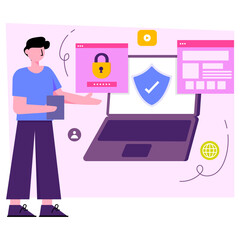 Perfect design illustration of laptop security 