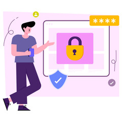 Lock access illustration, editable vector 