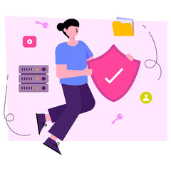 Flat design illustration of data security 