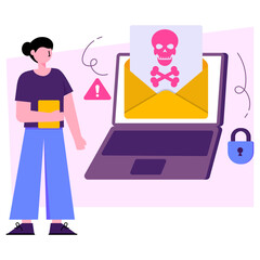Trendy design illustration of email hacking 