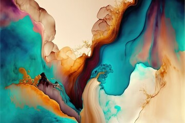Alcohol ink multicolored marble background. generative ai