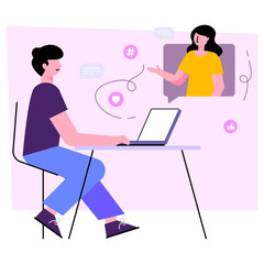 A simple design illustration of face chat isolated on colored background 