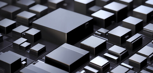 Obraz premium A futuristic technology themed background of sleek metallic hardware and cubes showcases innovative and cutting-edge abstract devices. Generative AI 