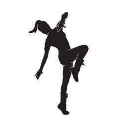 Cartoon silhouette of young female dancer vector isolated.