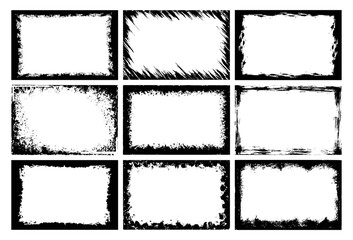 Grunge Textured Frames Collection. Photo frames design template. 
