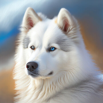 portrait of a siberian husky generated with I.A technology