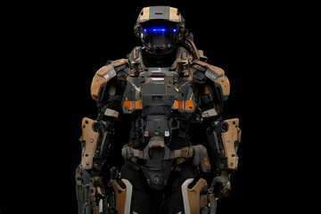 Robots. Soldier Robot hyper realistic. Conceptual project 2025. Futuristic interpretation. Illustration for advertising, cartoons, games, blockbusters, print media. My collection.