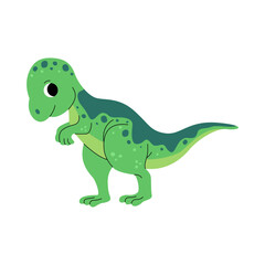 Cute baby tyrannosaurus rex dinosaur. Jurassic reptiles T-rex. Childish prehistoric dino paleontology. Dinosaur era wildlife. Prehistoric lizard for children. Cartoon vector.