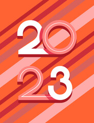 Happy new year 2023 poster background. Art deco 20s 30s Retro design style