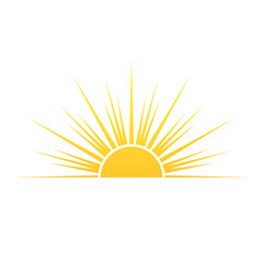 Half of the sun sunrise and sunset. Flat style. Vector illustration isolated on white background