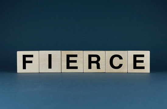 Fierce. Cubes form the word Fierce. The broad concept of the word Fierce