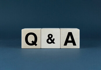 Q&A Question answer. The cubes form the word Q&A Question answer. Business The concept of Q&A...