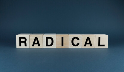 Radical. Cubes form the word Radical