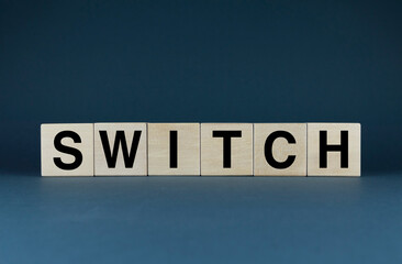 Switch. Cubes form the word Switch