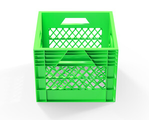 Modern dark green fruit box for sale 3d rendering on white background no shadow