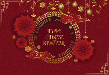 Fototapeta na wymiar Chinese new year background design concept with illustration