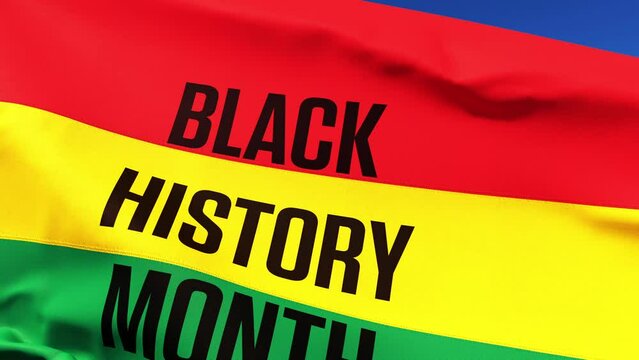 Black History Month animation of the flag with the inscription. Contains a transparency channel