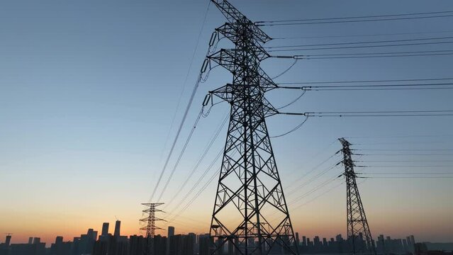 Electricity towr during sunset