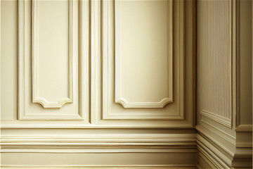 cream lacquered wall with wainscoting ideal for backgrounds