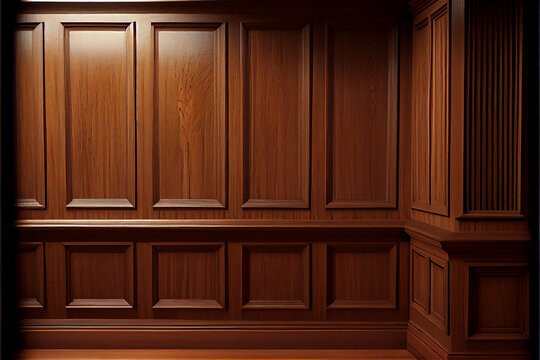 oak lacquered wall with wainscoting ideal for backgrounds