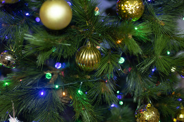 beautiful photographs of Christmas balls on a Christmas tree