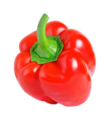 Red bell pepper whole isolated on white background