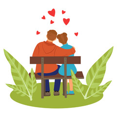 couple of lovers sitting on a bench