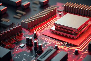 Computer 4.5 CPU Motherboard New Technologie Microcomputer Chip Schaltkreis Bus Future Sience Generative AI Digital Art Backdrop Background Hintergrund Brainstorming Next Generation