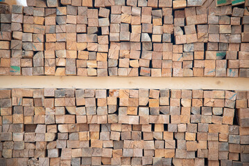 wooden boards sawn into a square