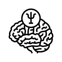 psychology brain line icon vector. psychology brain sign. isolated contour symbol black illustration