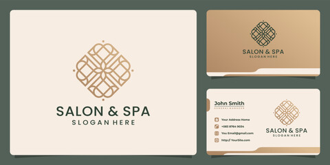 Salon and spa luxury monoline logo design and business card