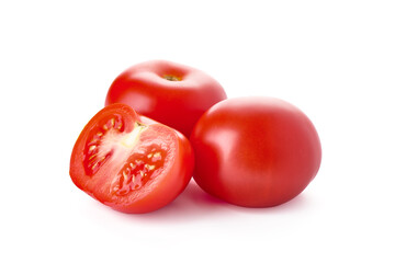 Plum tomatoes, Roma tomatoes, isolated on white background.