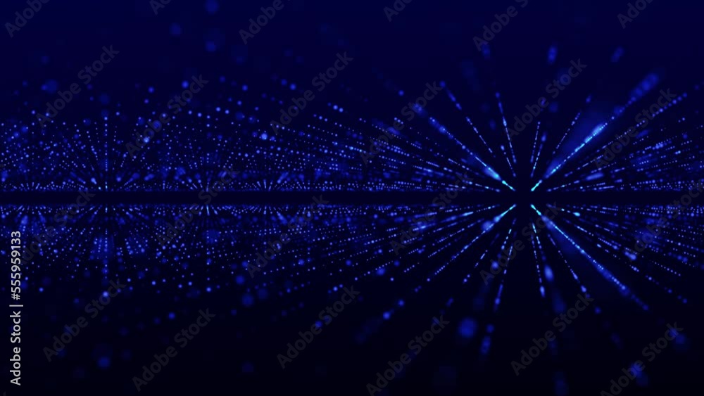 Poster digital technology background. big data visualization. dynamic field of glowing particles. abstract 