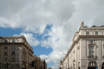 Fototapeta na wymiar Cloudy skies over central London buildings