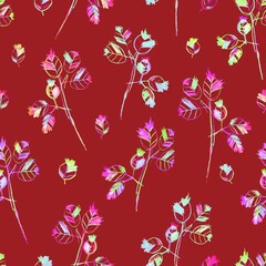 Fototapeta na wymiar Child drawing style, flowers seamless pattern. Multicolored floral pattern in a naive style is drawn by hand. Design for fabric, wallpaper, nursery, packaging, paper, print. Color design.