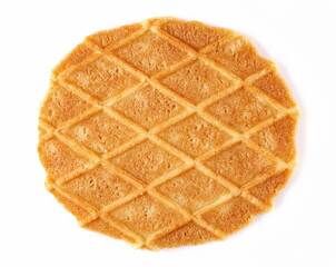 Waffle biscuit with butter isolated on white, top view