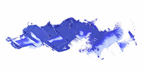 Grunge blue strokes oil paint isolated on white background, clipping path