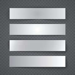 Set of blank paper stripe banners with realistic shadows on gray background